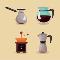 quatro ícones de bebida de café vetor