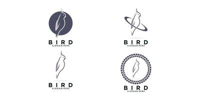 conjunto de design de logotipo de pássaro com vetor premium de conceito criativo de ícone