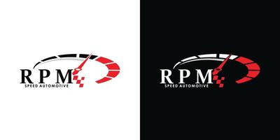 design de logotipo de rpm de velocidade para automotivo com vetor premium de conceito criativo