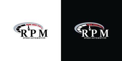 design de logotipo de rpm de velocidade para automotivo com vetor premium de conceito criativo