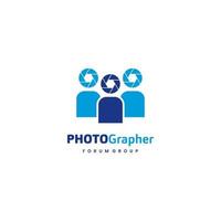 logotipo do grupo de fotógrafos, conceito de logotipo de trabalho em equipe do fotógrafo moderno vetor