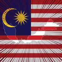 design de mapa do dia da independência da malásia vetor