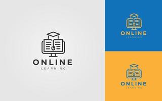 design de logotipo para educação e conceito para educação online, computador, cursor do mouse, elearning vetor