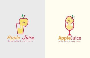 conceito de logotipo de suco de frutas para suco de maçã com design vetorial de vidro