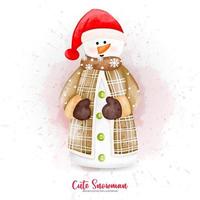 boneco de neve de inverno em aquarela de natal, ilustração em aquarela de tinta digital vetor