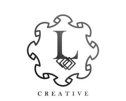 design de modelo de logotipo de luxo com uma combinação de quadrados no alfabeto l vetor