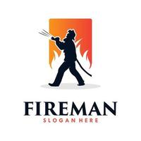 homem de fogo e modelo de design de logotipo de fogo vetor