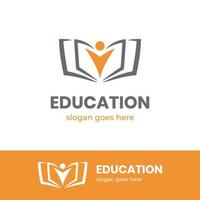 pessoas felizes crianças aprendendo livro educação estudar biblioteca conhecimento escola universidade logotipo design de ícone vetor