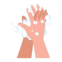 mãos lavando com bolhas vetor