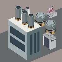 tanques industriais isométricos e construção vetor