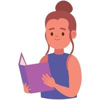 menina lendo livro roxo vetor