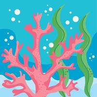 coral rosa e algas verdes vetor