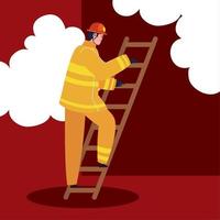 bombeiro na escada vetor