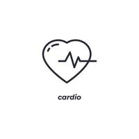 ícone de linha cardio. sinal de estilo linear para conceito móvel e web design. ícone de vetor de contorno. símbolo, ilustração do logotipo. gráficos vetoriais