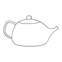 bule de mão desenhada em estilo doodle. louça, bebida, cerimônia do chá. ícone, adesivo. vector minimalismo monocromático escandinavo