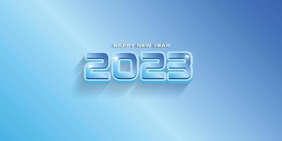 feliz ano novo 2023 texto tipografia design azul moderno efeito 3d ilustração vetorial vetor