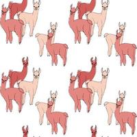 sem costura padrão com lhamas rosa fofas, alpacas. ilustração vetorial em estilo de desenho, desenho à mão vetor
