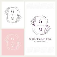 logotipo de casamento com monograma g e m elegante e atraente vetor