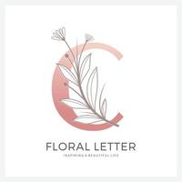 letra c logotipo floral adequado para beleza cosmética e outros. vetor