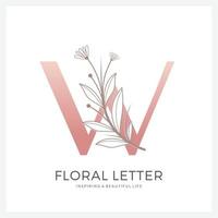 letra w logotipo floral adequado para beleza cosmética e outros. vetor