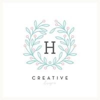 letra de logotipo floral de luxo h para negócios de cosméticos de beleza, convite de casamento, boutique e outra empresa vetor