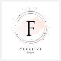 letra de logotipo em aquarela f para negócios de cosméticos de beleza, convite de casamento e outras empresas vetor