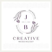 elegante e atraente logotipo de casamento com monograma j e b vetor