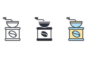 ícones do moedor de café simbolizam elementos vetoriais para infográfico web vetor