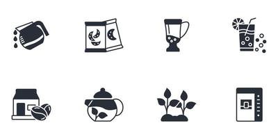 conjunto de ícones de café de chá. elementos do vetor de símbolo de pacote de café de chá para web infográfico