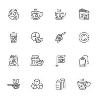 conjunto de ícones de café de chá. elementos do vetor de símbolo de pacote de café de chá para web infográfico