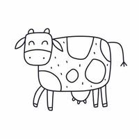 uma vaca desenhada no estilo de rabiscos vetor