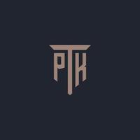 pk monograma de logotipo inicial com design de ícone de pilar vetor