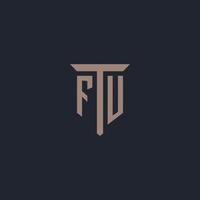 fu monograma de logotipo inicial com design de ícone de pilar vetor