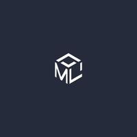 ml design de logotipo hexágono inicial vetor