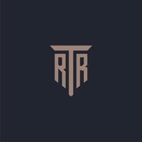 rr monograma de logotipo inicial com design de ícone de pilar vetor