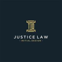 ao design inicial do monograma do logotipo para vetor jurídico, advogado, advogado e escritório de advocacia