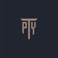 py monograma de logotipo inicial com design de ícone de pilar vetor