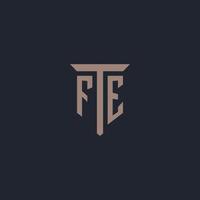 monograma de logotipo inicial fe com design de ícone de pilar vetor