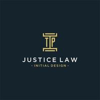 design de monograma de logotipo inicial tp para vetor jurídico, advogado, advogado e escritório de advocacia