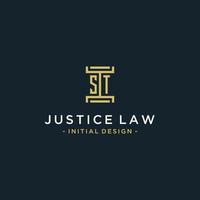 design de monograma de logotipo inicial para vetor jurídico, advogado, advogado e escritório de advocacia