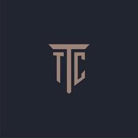 monograma de logotipo inicial tc com design de ícone de pilar vetor