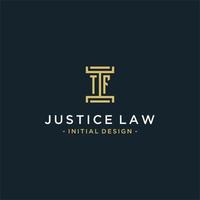 design de monograma de logotipo inicial tf para vetor jurídico, advogado, advogado e escritório de advocacia