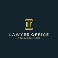 design de monograma de logotipo inicial uf para vetor jurídico, advogado, advogado e escritório de advocacia