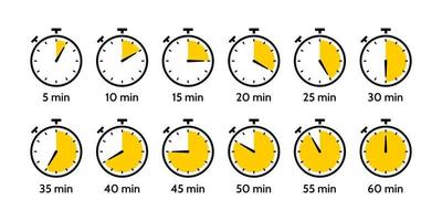 conjunto de cronômetro. cronômetro faz a contagem regressiva para minutos. classificar por tempo vetor