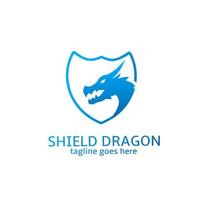 modelo de logotipo escudo de dragão cor azul vetor