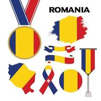 coleção de elementos com o modelo de design da bandeira da romênia vetor
