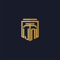 jn logotipo inicial do monograma elegante com design de estilo escudo para mural de parede jogos de escritório de advocacia vetor