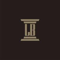lb logotipo inicial do monograma para escritório de advocacia com design de pilar vetor