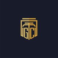 gc logotipo inicial do monograma elegante com design de estilo escudo para mural de parede jogos de escritório de advocacia vetor