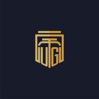 ug logotipo inicial do monograma elegante com design de estilo de escudo para mural de parede jogos de escritório de advocacia vetor
